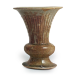 Seto ware: flower vase in the shape of bronze tsun, ash glaze.