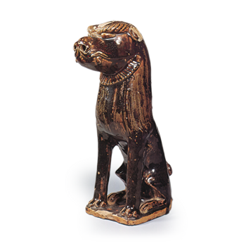 Seto ware: Koma-inu (guardian lion-dog), iron glaze.