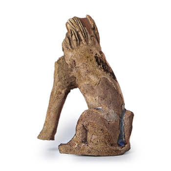 Seto ware: Koma-inu (guardian lion-dog), ash glaze.