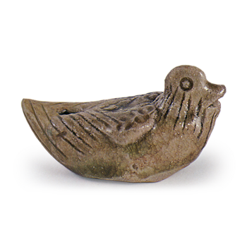 Seto ware: bird-shaped water droppers, ash glaze.