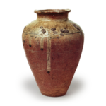 Tokoname ware: jar with three horizontal grooves.