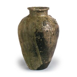 Tokoname ware: jar with three horizontal grooves.