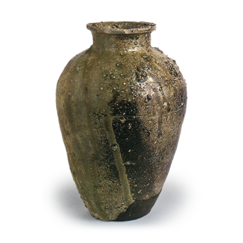 Tokoname ware: jar with three horizontal grooves.