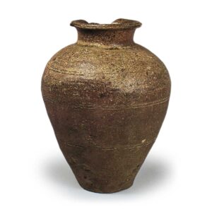 Tokoname ware: jar with three horizontal grooves.