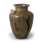 Tokoname ware: jar with three horizontal grooves.