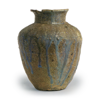 Tokoname ware: jar with three horizontal grooves.