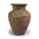 Tokoname ware: jar with three horizontal grooves.