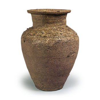 Tokoname ware: jar with three horizontal grooves.