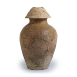 Tokoname ware: jar with three horizontal grooves.