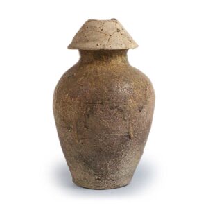 Tokoname ware: jar with two horizontal grooves.