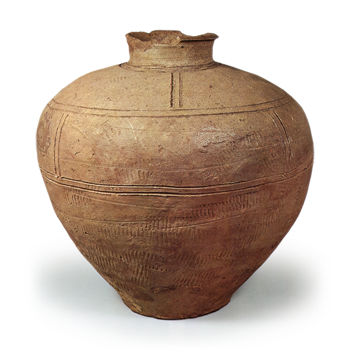 Atsumi ware: jar with incised ornament.