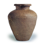 Sanage ware: jar with three horizontal grooves.