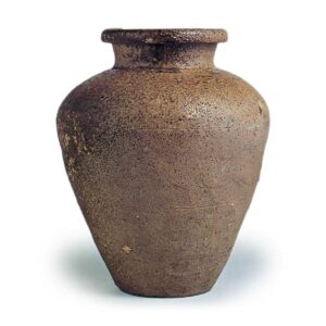 Sanage ware: jar with three horizontal grooves.