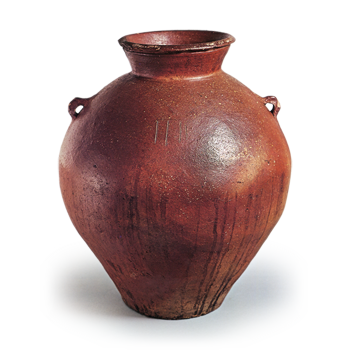 Echizen ware: jar with two handles.