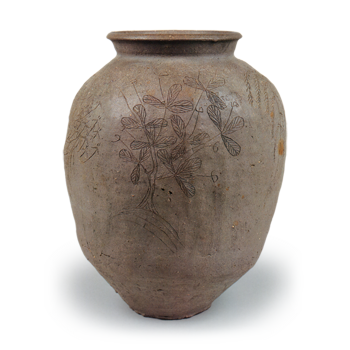 Suzu ware: jar with four trees design.