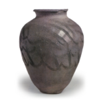 Suzu ware: jar with crossed comb-mark bands.