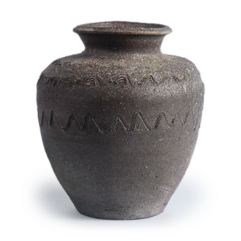 Suzu ware: jar with wavy comb-mark bands.