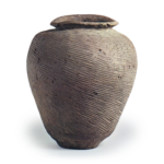 Suzu ware: jar with beaten surface.