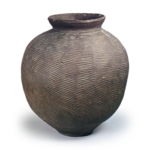 Suzu ware: jar with beaten surface.