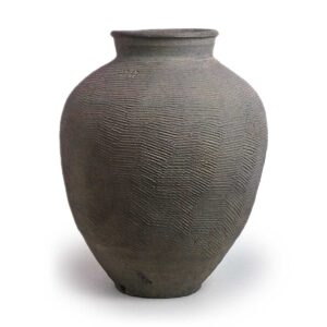 Suzu ware: jar with beaten surface.