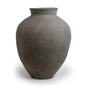 Suzu ware: jar with beaten surface.