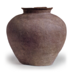 Kameyama ware: jar with beaten surface.