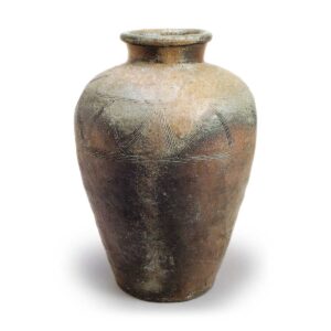 Bizen ware: jar with comb-mark incisions.