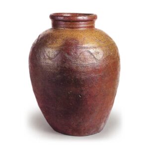 Bizen ware: jar with wavy comb-mark incisions.