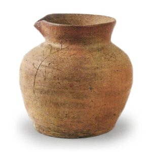 Bizen ware: beaked jar with incised ornament.