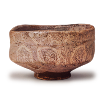 Gray Shino tea bowl, known as "Yama-no-ha"