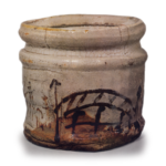 Shino notch-shaped water jar with bridge design