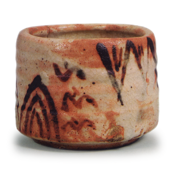 Shino incence burner with cherry and plover design