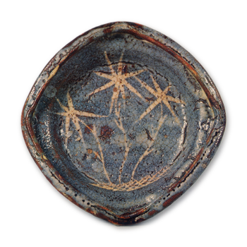 Gray Shino square mukozuke dish