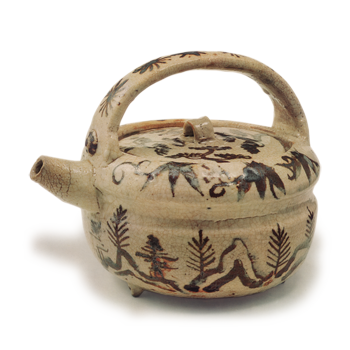 Shino wine pot with landscape design