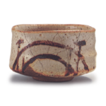 Shino tea bowl with bridge design