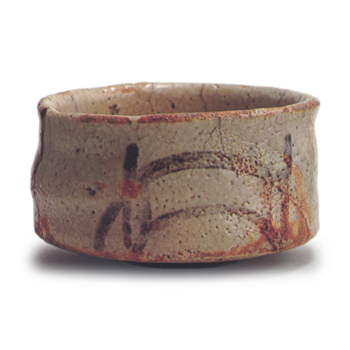 Shino tea bowl with bridge design