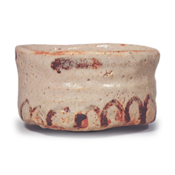 Shino tea bowl with lotus petal design