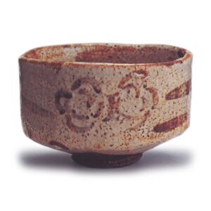 Shino tea bowl with flower design, known as "Nami-no-hana"