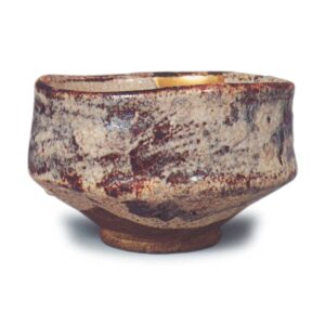 Shino tea bowl with brush-mark pattern