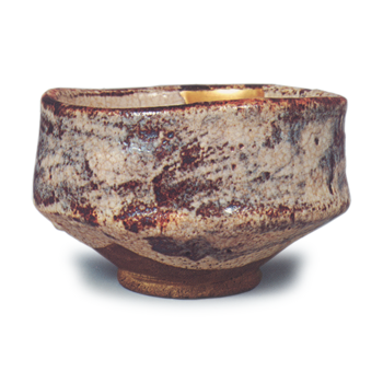 Shino tea bowl with brush-mark pattern