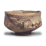 Shino tea bowl with tortoise-shell design