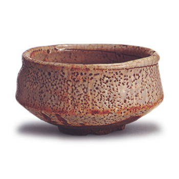 Gray Shino tea bowl, known as "Tamukeyama"