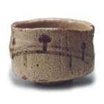 Shino tea bowl with bride design