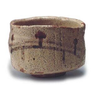 Shino tea bowl with bride design