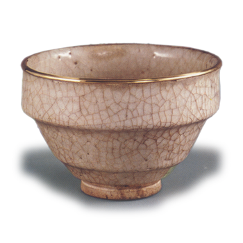 Shino tea bowl of temmoku type