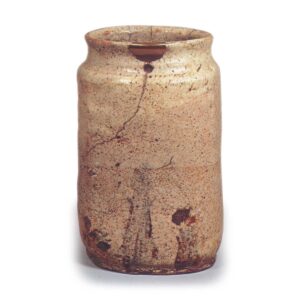 Shino flower pot with bamboo shoot design