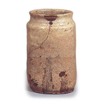 Shino flower pot with bamboo shoot design