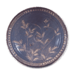 Gray Shino large bowl with grass design