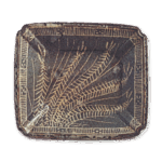 Gray Shino rectangular dish with grass design
