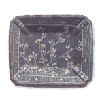 Gray Shino rectangular dish with grass design